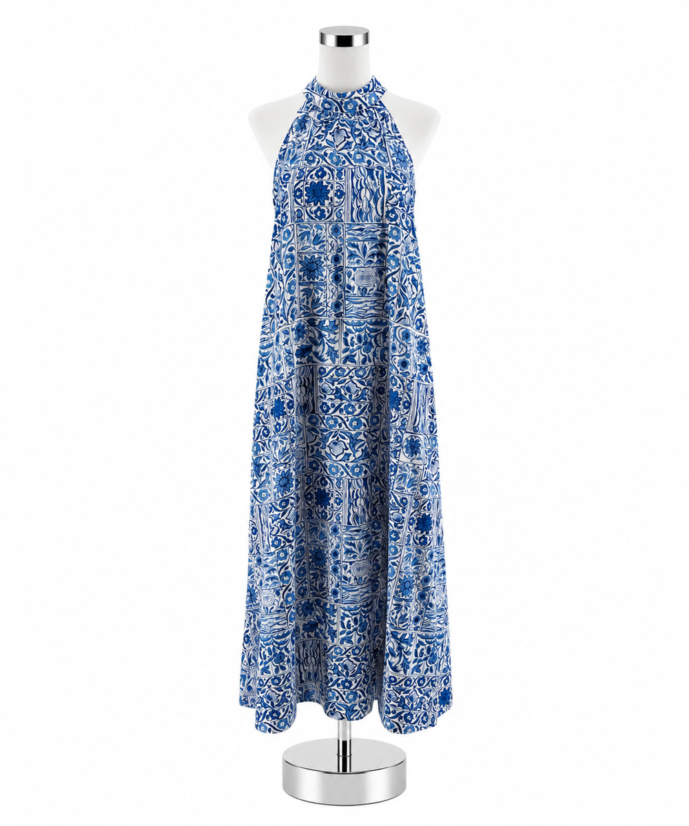 Ann Taylor Mosaic Tile Print Halter Neck Shift Dress Size Small